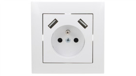 Sentia Gniazdo Pojedyncze Z/U 16A Z Usb 2X2,1A 5Vdc Z Przesłonami I Ramką...