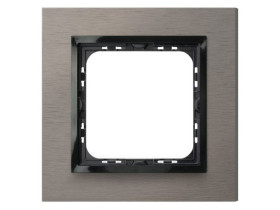 IMPRESJA PRESTIGE Ramka 1 pojedyncza aluminiowa 4 mm szczotkowana satyna + ramka czarna R-1YAC/63/25 OSPEL