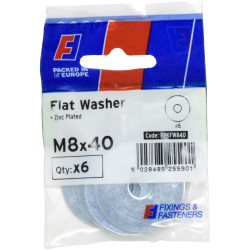 ForgeFix FPKFW840 Flat Washers ZP M8 x 40mm ForgePack 6