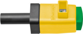 Quick pressure clamp, 4 mm, yellow/green, 300 V, 16 A, 4 mm plug, nickel-plated, SDK 799 / GNGE