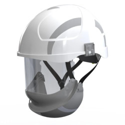 HUBIX SECRA H058S F113.WSE2 Biały hełm elektroizolacyjny, osłona twarzy klasy 2 Box-test, do 20 kV AC / 1,5 kV DC