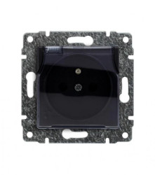 VENA Gniazdo bryzgoszczelne IP44 pojedyncze z uziemieniem z przesłonątorów prądowych bez ramki 2P+Z 16A 250V czarny mat 510939