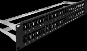 66878 19" Keystone Patch Panel 48 port with strain reliefs 2U black