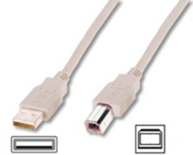 USB 2.0 adapter cable, USB plug type A to USB plug type B, 1.8 m, beige, AK-300102-018-E