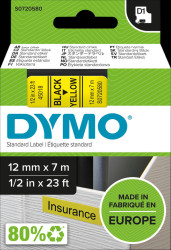 S0720580 DYMO D1 tape, 12 mm, black/yellow