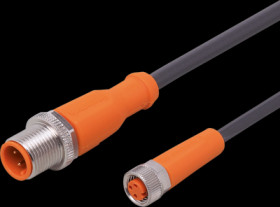 Sensor actuator cable, M12 cable plug, straight, A to M8 cable socket, straight, A, 3 pole/3 pole, 1 m, PUR, black, 3 A, EVC217