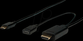 04.11.50 Cable, USB-C to HDMI, PD, 4K 60 Hz, black, connectors/port 1 m