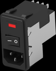 IEC inlet filter C14, 50 to 60 Hz, 3 A, 250 VAC, faston plug 4.8 mm, 5-6609107-4