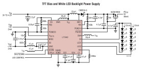 Quad DC/DC Converter for Triple Output TFT Supply Plus LED Driver