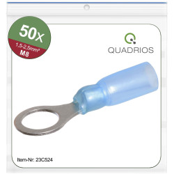 Quadrios 23C524 Ring Terminal 2.5mm&#xB2; 8.5mm Hole Insulated Blue 50 pc
