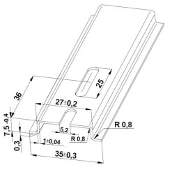 Szyna TS 35x7,5 ocynk (perforowana 5,2x25mm) - 2000 mm (za szt.)