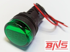 Woltomierz panelowy okrągły zielony LED , zakres pomiaru 5-30Vdc