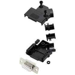 Encitech 6355-8055-11 D-Sub Receptacle 15 Pins 45° Solder Bucket