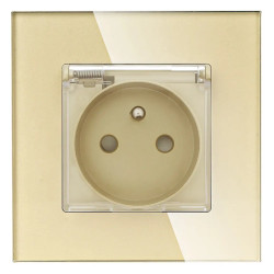 Gniazdo elektryczne IP44 z klapką - szklana ramka - złote - Tawoia Glass