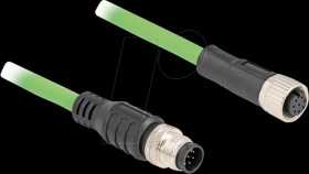 80401 M12 cable, A-coded, 8 pin plug / socket, 1 m