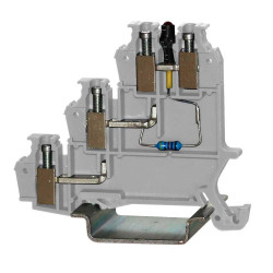 Blok zacisków przelotowych RS PRO poziomy: 3Zacisk klatkowy 24A 250 V