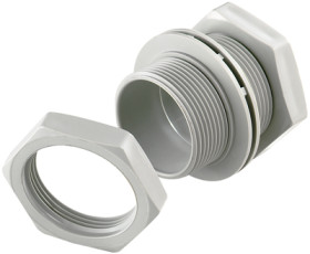 Mounting spigot, with locknut, M32, gray, 13934