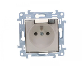 Simon 10 Gniazdo pojedyncze z uszczelką klapką transparetną białe 16A 250V IP44 CGZ1B.01/11A