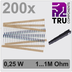 TRU COMPONENTS TC-12888448 Metal film resistor set 0.25 W 1 percent 200 pcs