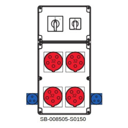 Rozdzielnica 0-1(32A) 0-1(16A) 4x5x32A 2x3x16A INA=32A IP54 SB-008505-S0150-54