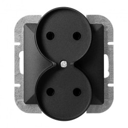 Gniazdo podwójne p/t 2x2P Pearl, 16A, 250V, PT-5PR, czarny,OR-OE-7706/2P/R/B