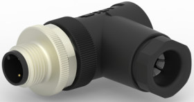 Circular connector, 2 pole, screw connection, screw locking, angled, T4113002021-000