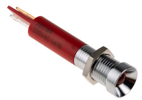 Lampka kontrolna do montażu panelowego 220V ac, czerwona 8mm LED Chrom RS PRO