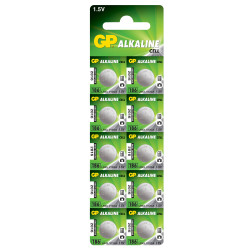 GP GPPBA186F004 Alkaline Button Cell 186 (LR43) - Card of 10