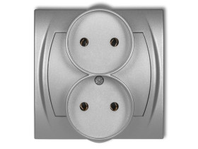 LOGO Gniazdo podwójne do ramki poziomej bez uziemienia (bez przesłon torów prądowych) srebrny metalik 7LGPR-2 KARLIK