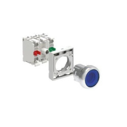 Zestaw pulpitowy przycisk niebieski metalowy podświetlany z samopowrotem kryty adapter zestyki 1Z+1R LED:12-30VAC/DC LPSBL106K11