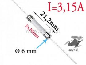 3,15A bezpiecznik ceramiczny do PCB; 5x20mm
