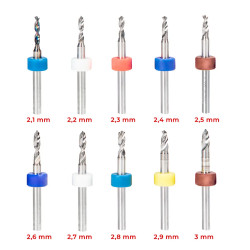Zestaw mini wiertła precyzyjne PCB 2,1-3,0mm 10szt