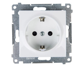 Simon 54 Gniazdo pojedyncze SCHUKO z/u 16A IP20 z przesłoną torów, szybkozłącza, białe DGSz1CZ.01/11
