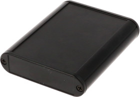 Aluminum enclosure, (L x W x H) 80 x 71 x 19 mm, black (RAL 9005), IP54, 1455B802BK