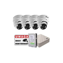 Zestaw monitoringu 4 kamer IP 2MPX kopułki, rejestrator, HDD 500M, tablica