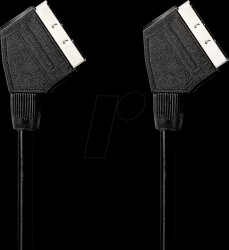 CVGB31000BK20 SCART cable, SCART connector <> SCART connector, 2.00 m, round