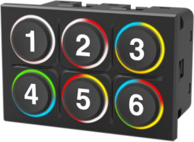 EAO Series 09 In Cabin Keypad 6PB, J1939, Screw-in, LoadDump B, RGB, Symbol Inserts Numbers 1 to 6