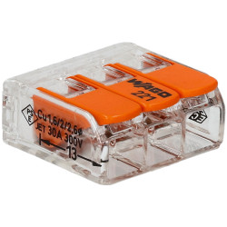 WAGO 221-613 - 221 Series 3 Conductor Max. 6mm&#xB2; Splicing Con. with Lever