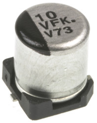 Aluminiowy kondensator elektrolityczny 10 μF 35 V dc Montaż powierzchniowy Panasonic Lutowie 1000
