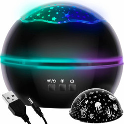 Lampka nocna z projektorem MALATEC, Czarna LP16857