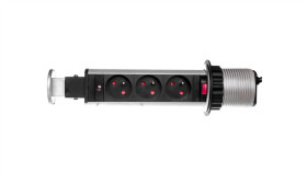 Gniazdo Meblowe Fi6cm, 3X250v Ac Wysuwane Z Blatu Z Blokadą I Przewodem 1,8M...