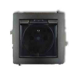 DECO Gniazdo bryzgoszczelne z/u (klapka dymna) grafitowy 11DGPB-1zdp
