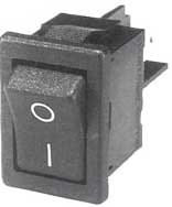 MK1026C Przełącznik kołyskowy, czarny jednobiegunowy 230V ON-OFF [SPST] otwór montażowy: 19.2x12.9mm