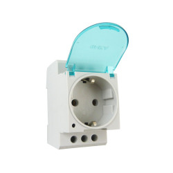 Gniazdo na szynę DIN TH35 16A 230V bez wskaźnika LED gniazdo z klapką ochronną schuko do szafy rozdzielczej 7160 ONKA T0-7160