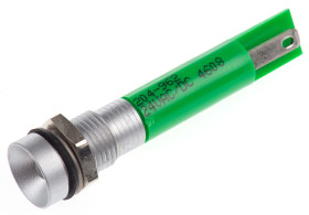 Lampka kontrolna do montażu panelowego 24V ac/dc, zielona 8mm LED Chrom Końcówka lutownicza RS PRO