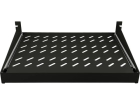 Półka wysuwana 19 2U głęb. 350mm, kolor czarny, 4 punkty mocowania