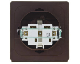 AKCENT Gniazdo bryzgoszczelne z/u Schuko IP44 klapka przezroczysta brązowe GPH-1AS/24/d