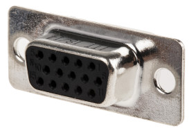 Złącze D-Sub 15-pinowe Żeński Proste Montaż na panelu raster 2.29mm Złoto na niklu