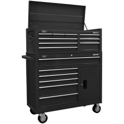 Sealey AP41STACKB American PRO Topchest &amp; Rollcab Combination 15 Drawer - Black