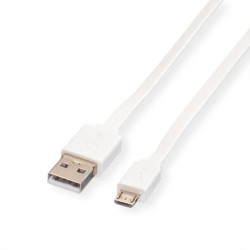 ROLINE USB 2.0 Kabel, USB A męski - Micro USB B męski, z przewodem, 1 m